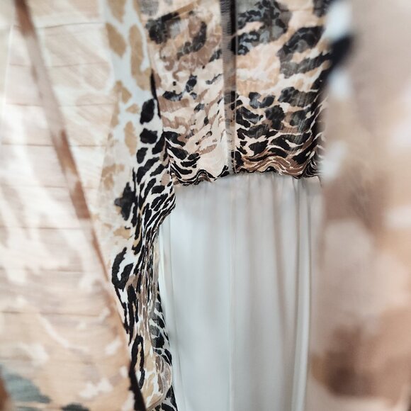 London Times Woman Cold Shoulder Midi Leopard Print Beige Brown Dress Size 1X - Picture 16 of 16